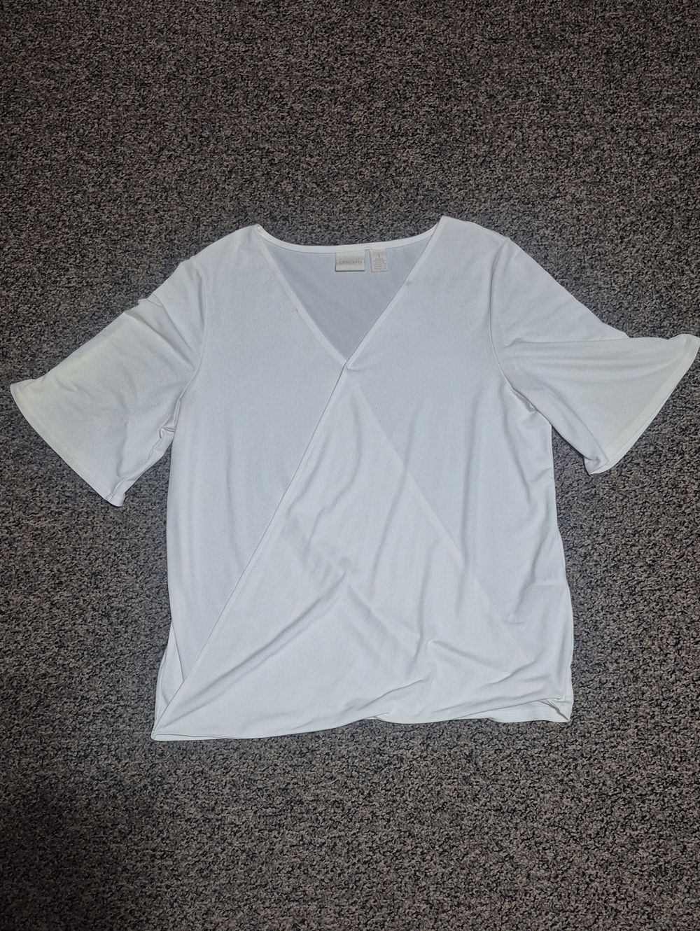 Chico's White Faux-Wrap V-Neck Short Sleeve Top